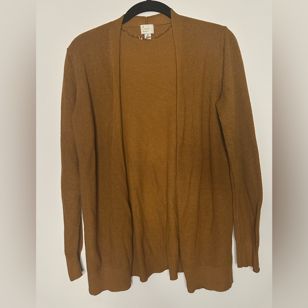 A New Day Mustard Open Front Knit Cardigan (M)